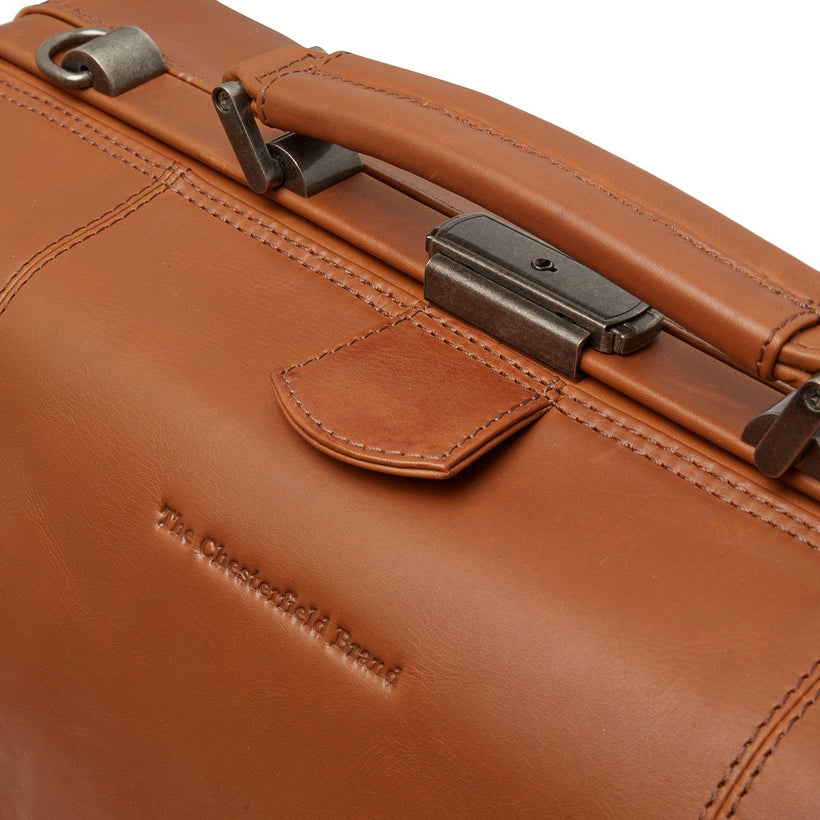 Cognac Leather Weekender Bag Texel, front view