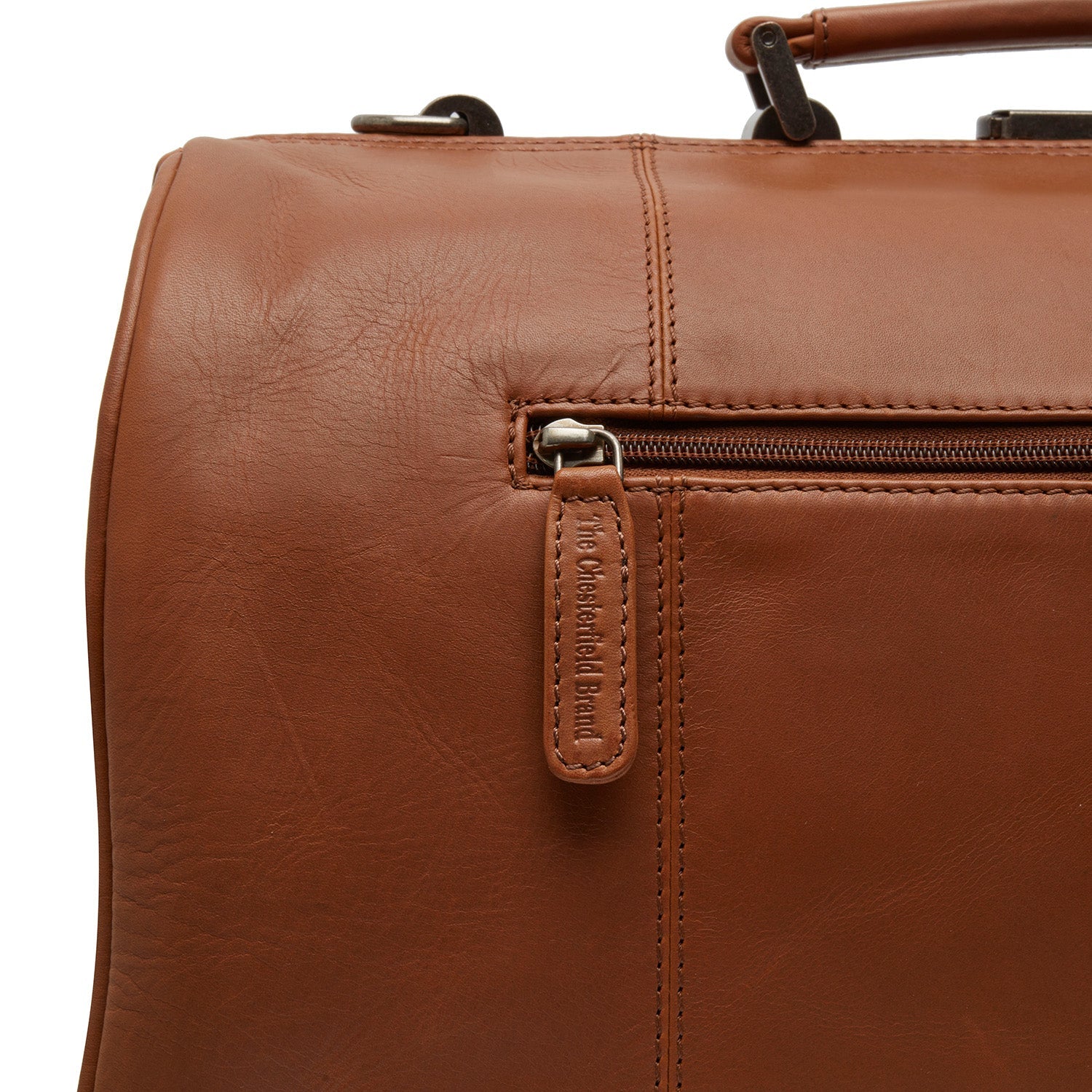 Cognac Leather Weekender Bag Texel, product view 3