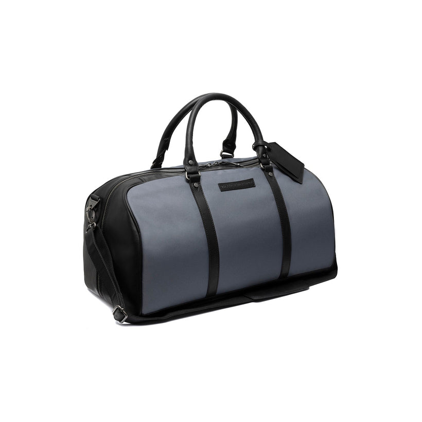 Light Grey Leather Weekender Bag Tornio, front view