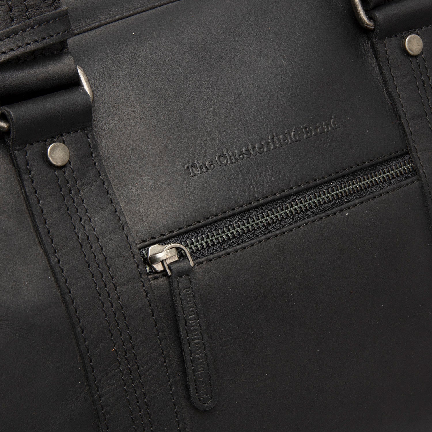 Black Leather Weekender Bag Volenza, product view 2