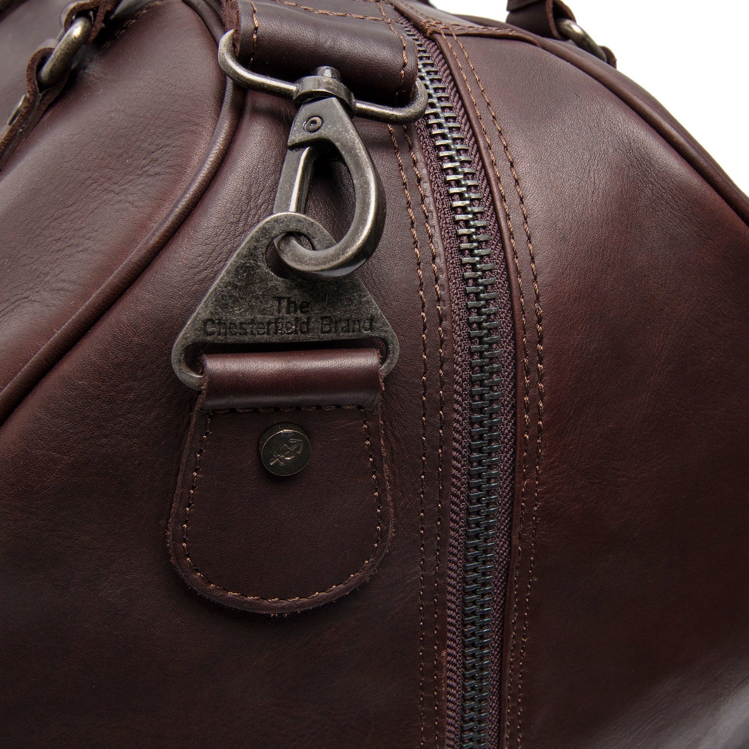 Brown Leather Weekender Bag Volenza, detail view 3