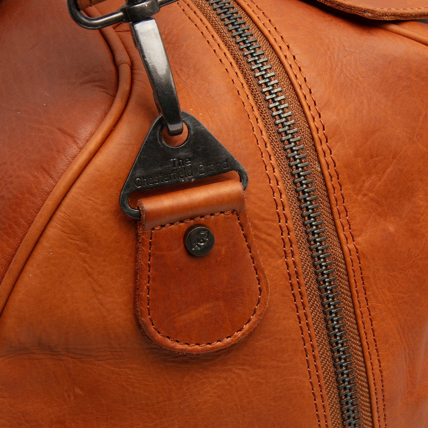 Cognac Leather Weekender Bag Volenza, detail view 1