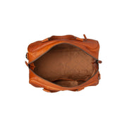 Cognac Leather Weekender Bag Volenza, detail view 4