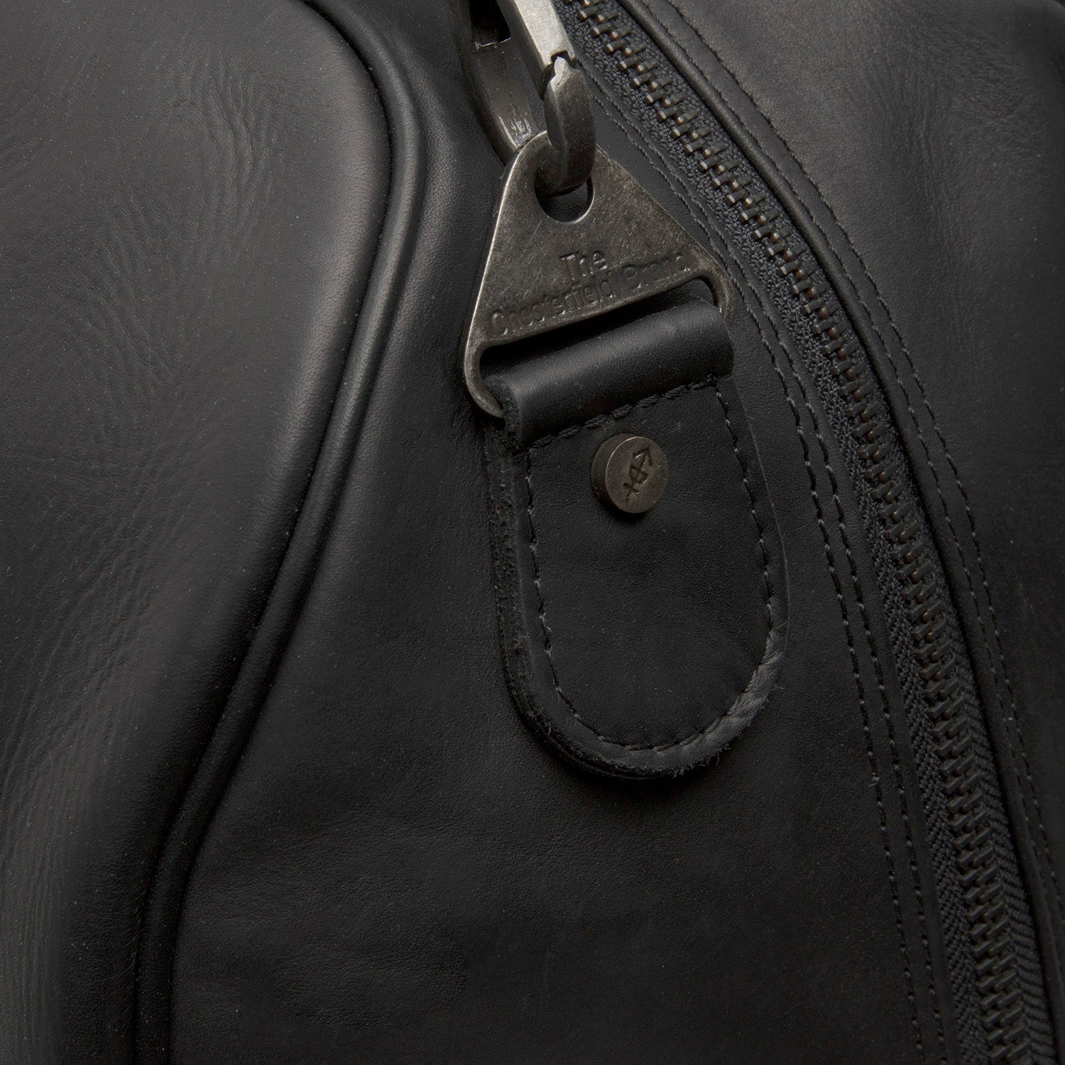 Black Leather Weekender Bag William, detail view 1