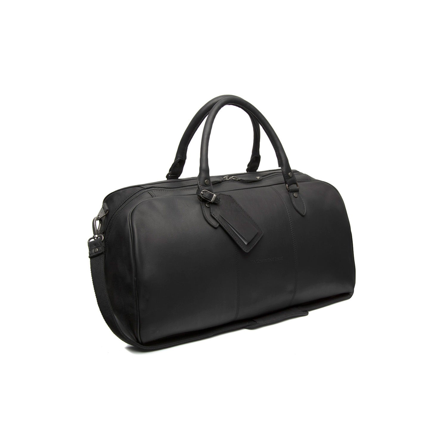 Black Leather Weekender Bag William, front view