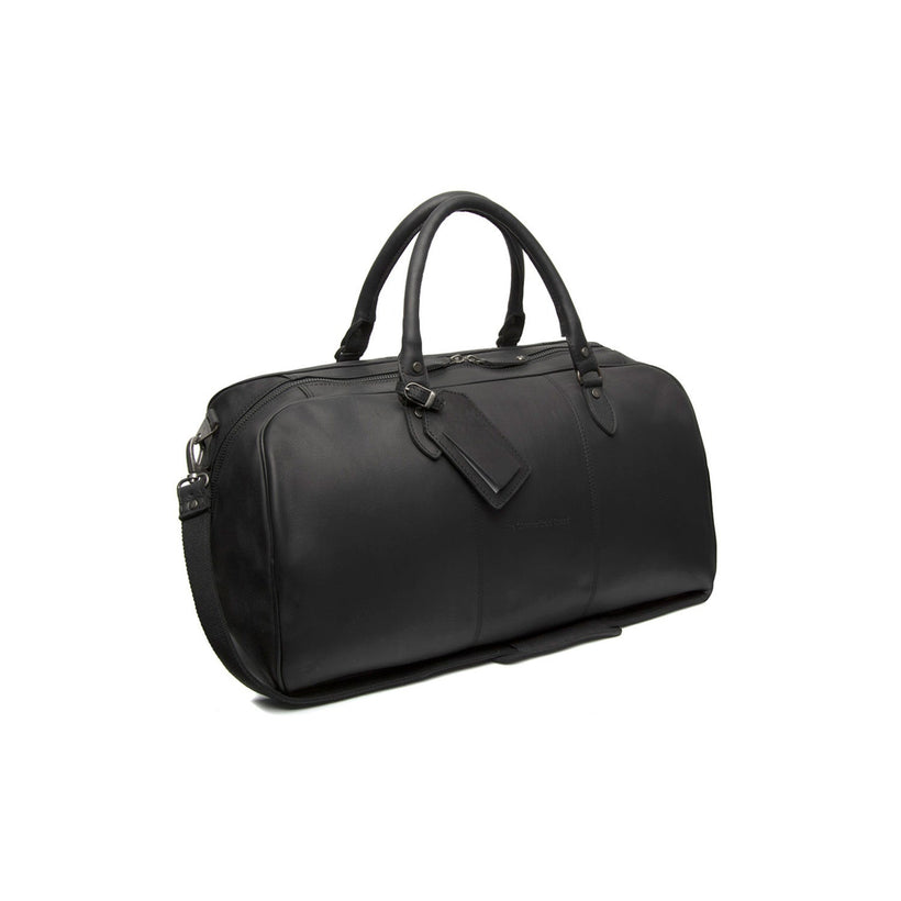 Black Leather Weekender Bag William, front view