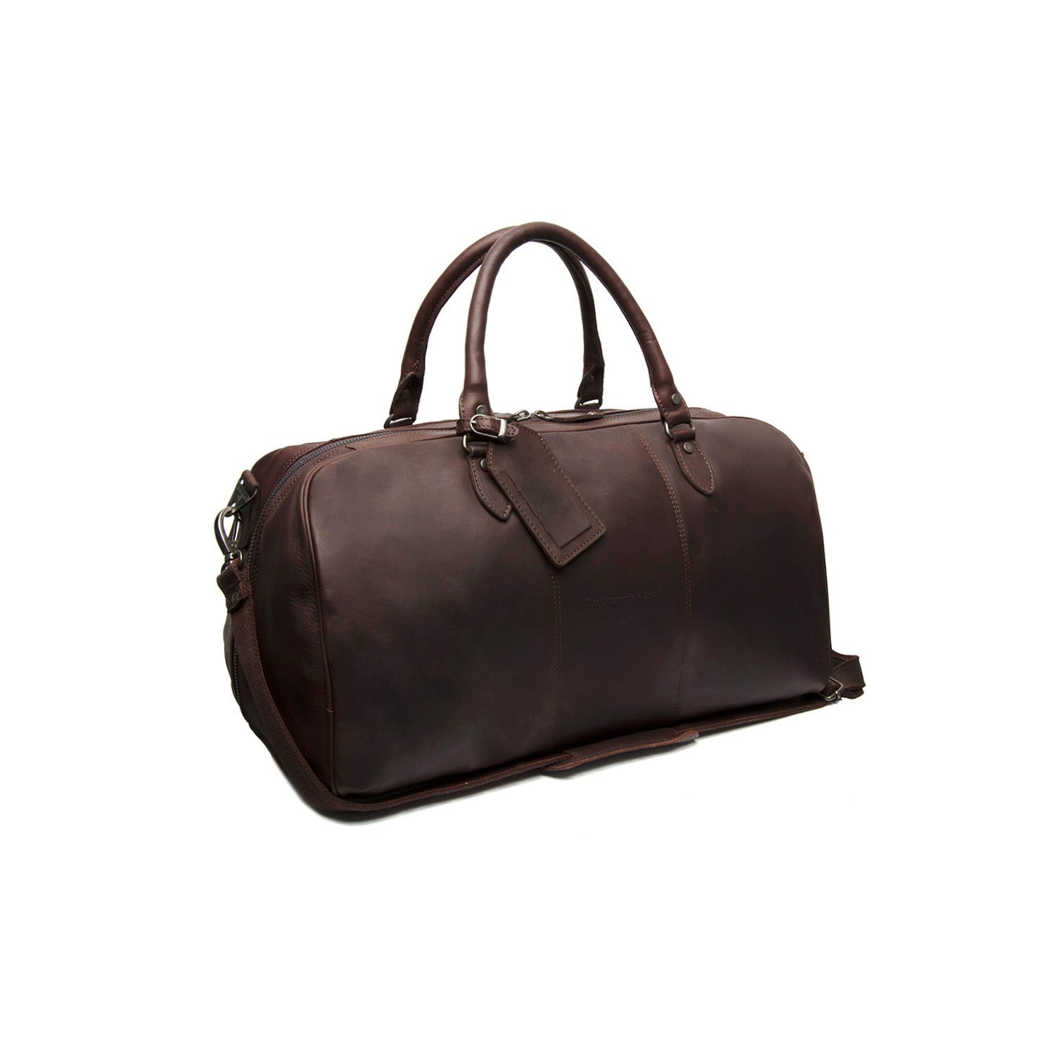 Brown Leather Weekender Bag William, front view