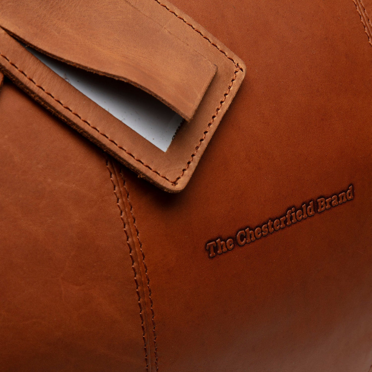 Cognac Leather Weekender Bag William, detail view 5