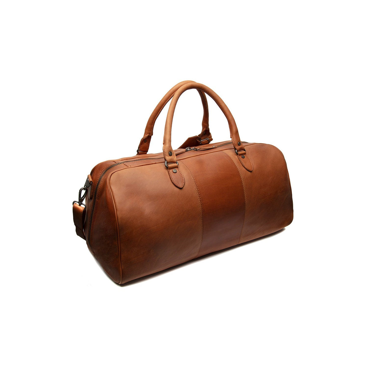 Cognac Leather Weekender Bag William, detail view 6