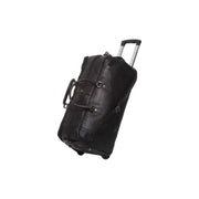 Black Leather Weekender Trolley Jayven, front view