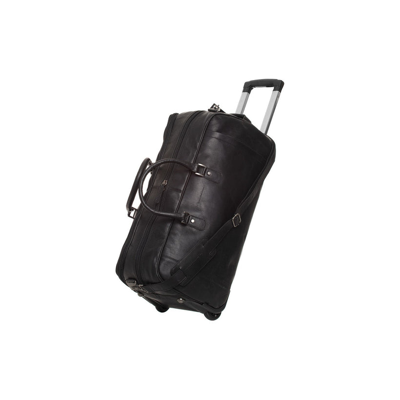 Black Leather Weekender Trolley Jayven, front view