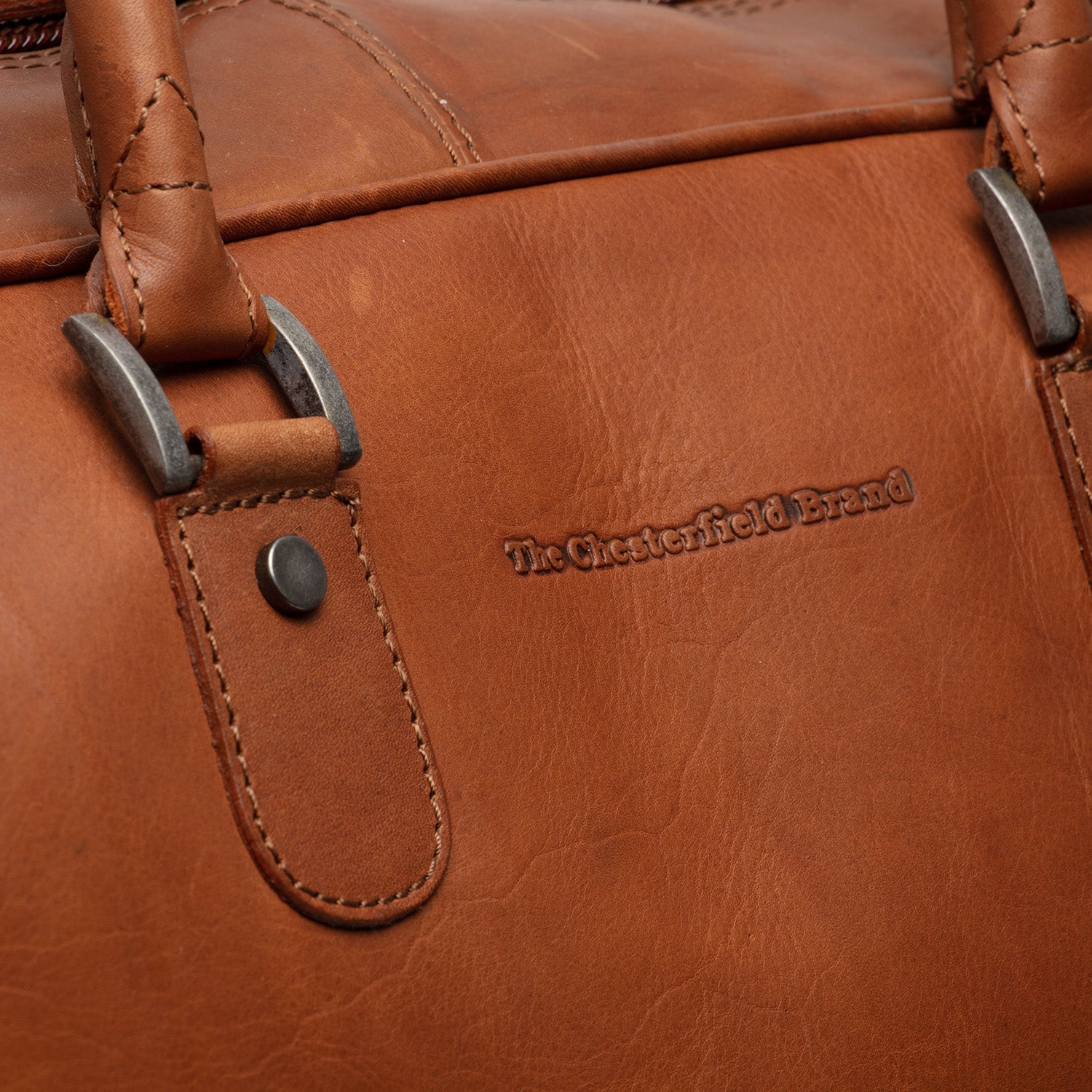 Cognac Leather Weekender Trolley Jayven, detail view 3