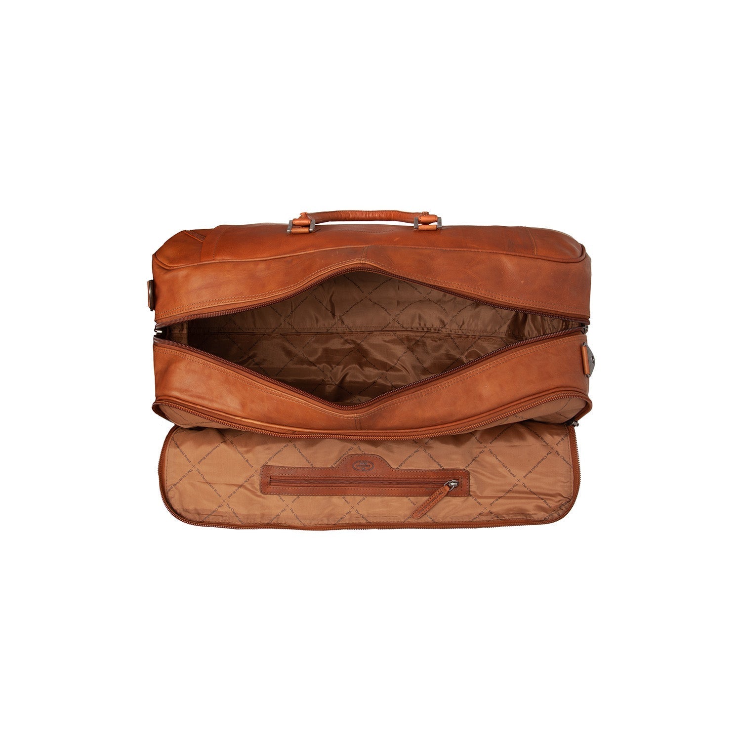 Cognac Leather Weekender Trolley Jayven, detail view 4