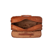 Cognac Leather Weekender Trolley Jayven, detail view 4