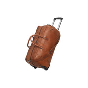 Cognac Leather Weekender Trolley Jayven, front view