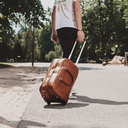 Cognac Leather Weekender Trolley Jayven, product view 2