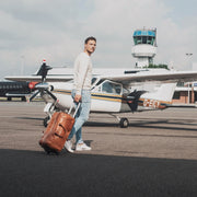 Cognac Leather Weekender Trolley Jayven, product view 3