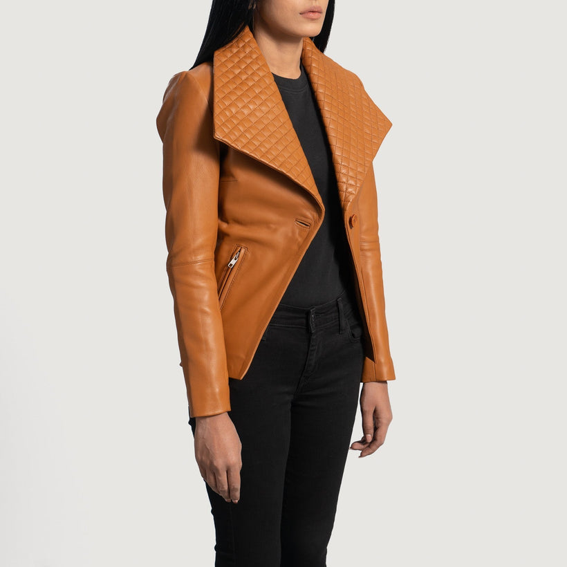 Lee Tan Brown Leather Blazer – alternate product view 2