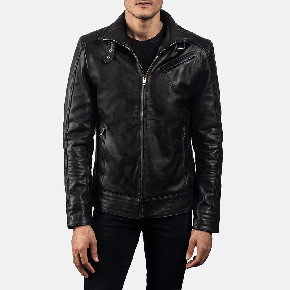 Legacy Black Leather Biker Jacket - image 4