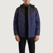 Luka Black & Blue Hooded Puffer Jacket - image 1