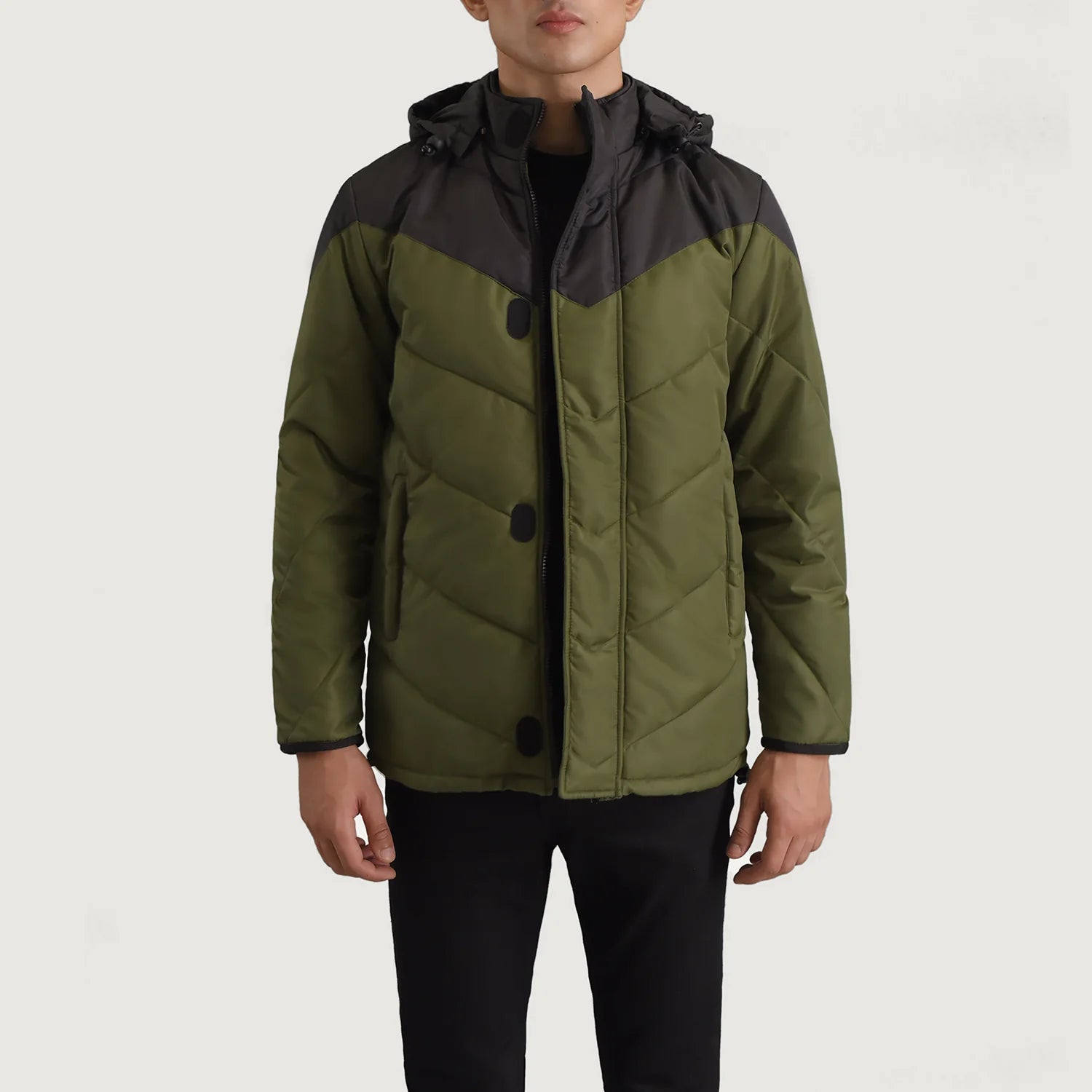 Luka Black & Green Hooded Puffer Jacket - image 1