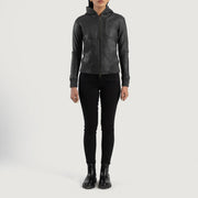 Luna Hooded Leather Bomber Jacket – alternate product view 3
