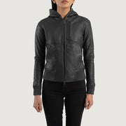 Luna Hooded Leather Bomber Jacket – alternate product view 4
