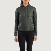 Luna Hooded Leather Bomber Jacket – alternate product view 4