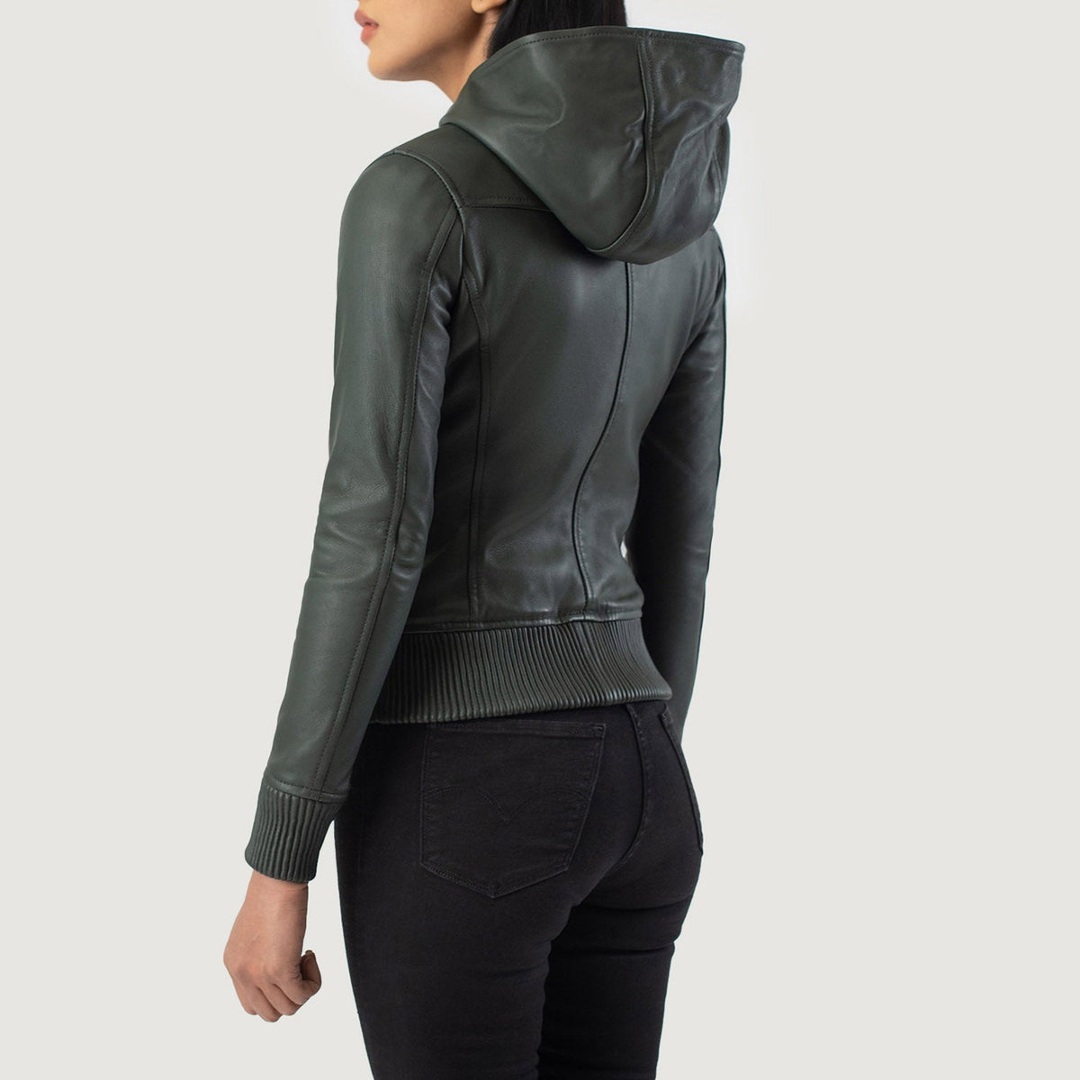 Luna Hooded Leather Bomber Jacket – alternate product view 5