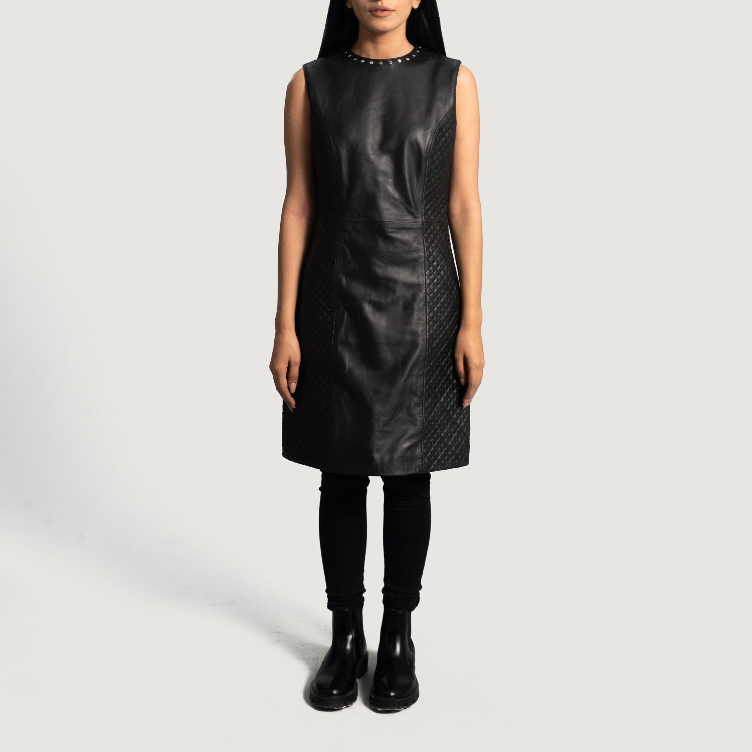 Luxe Black Leather Dress - image 5