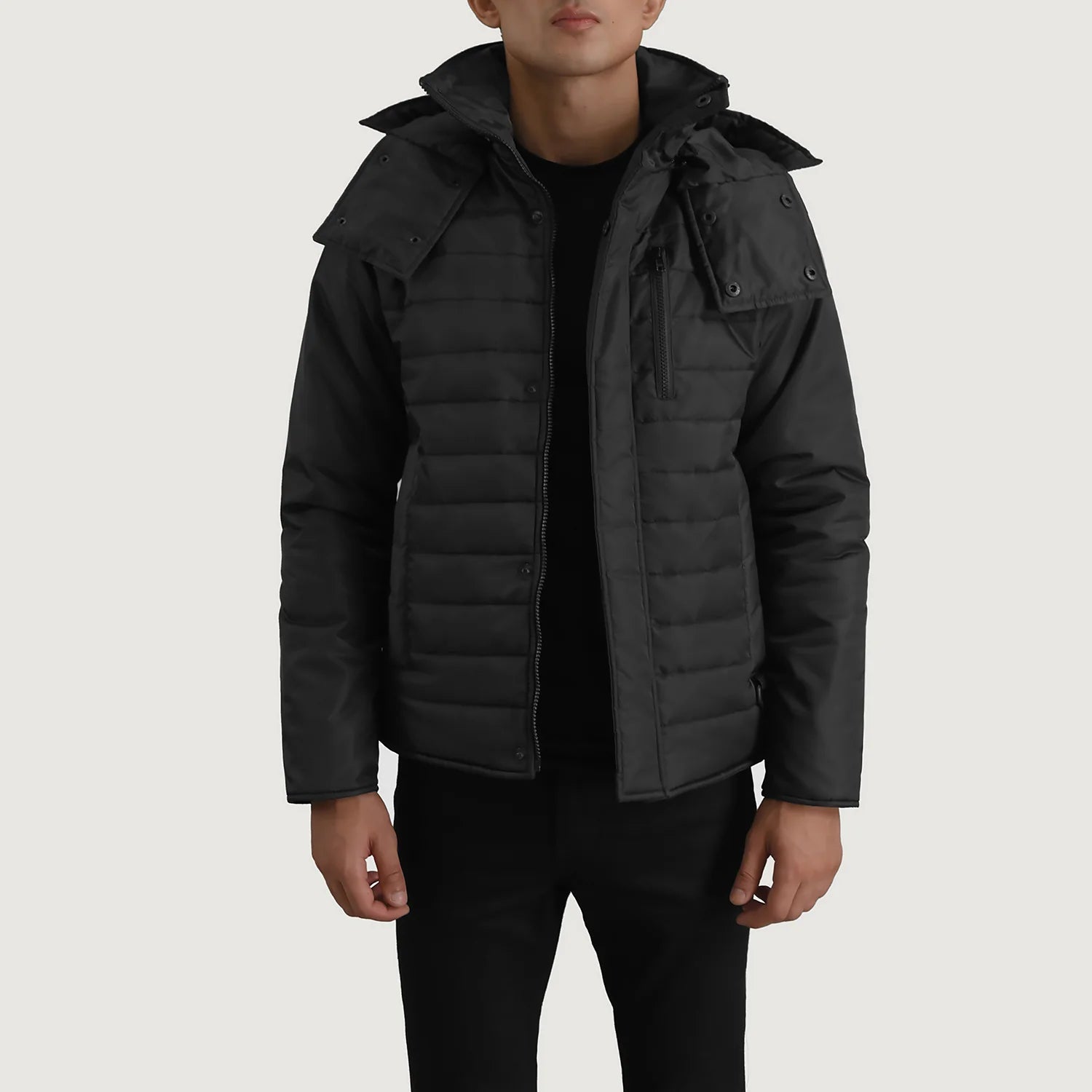 Malcolm Black Hooded Puffer Jacket - image 1