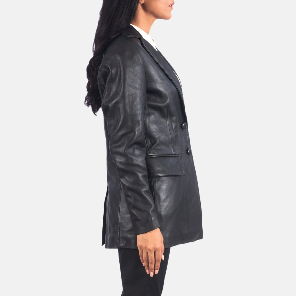 Marilyn Black Leather Blazer - image 2