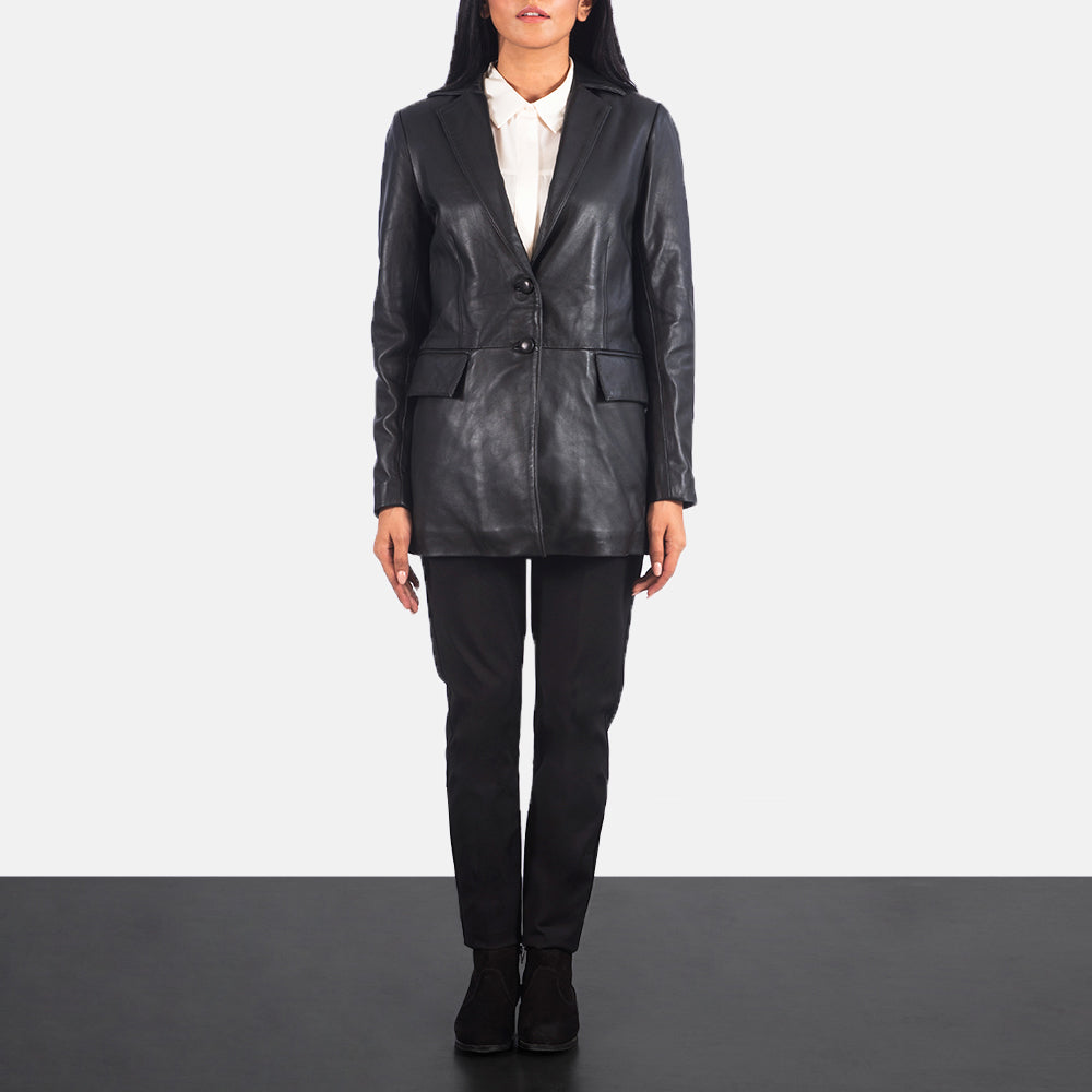 Marilyn Black Leather Blazer - image 3