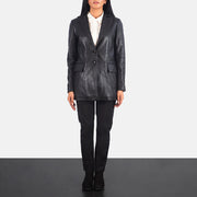 Marilyn Black Leather Blazer - image 3