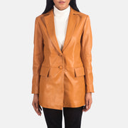 Marilyn Tan Brown Leather Blazer - image 1