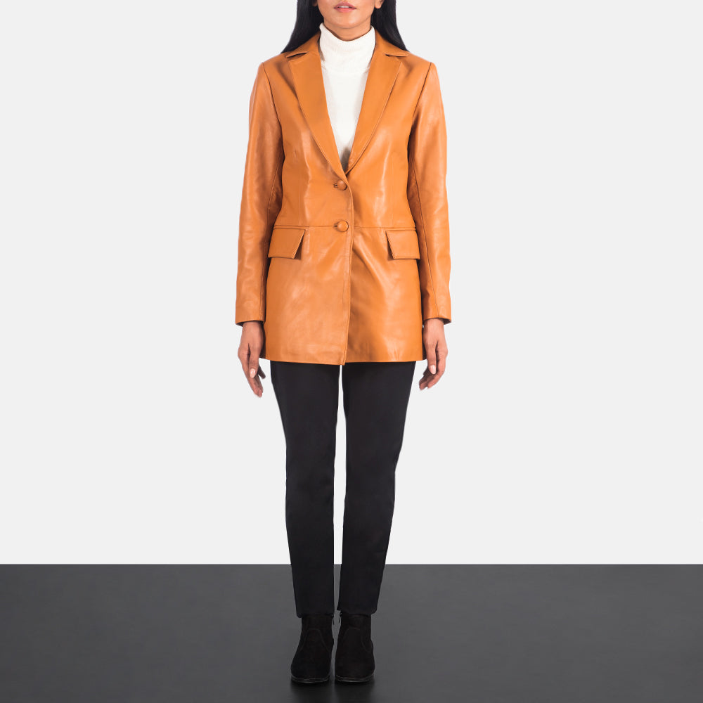 Marilyn Tan Brown Leather Blazer - image 3