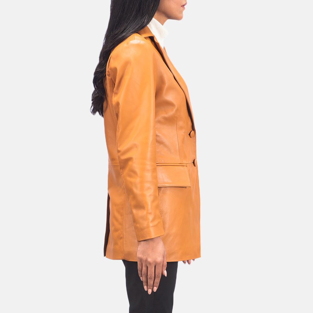 Marilyn Tan Brown Leather Blazer - image 5