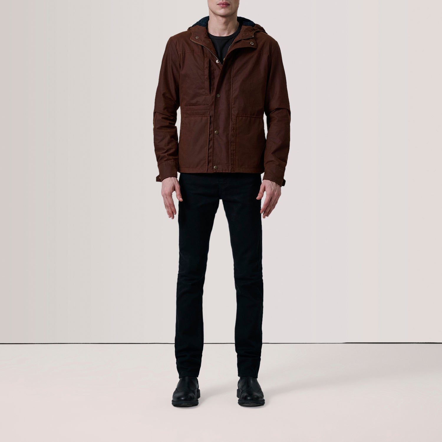 Marlo Brown Canvas Hooded Work Jacket - image 2