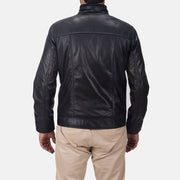 Close-Up Detail of Band & Zipper Hardware on Maurice Black Leather Jacket