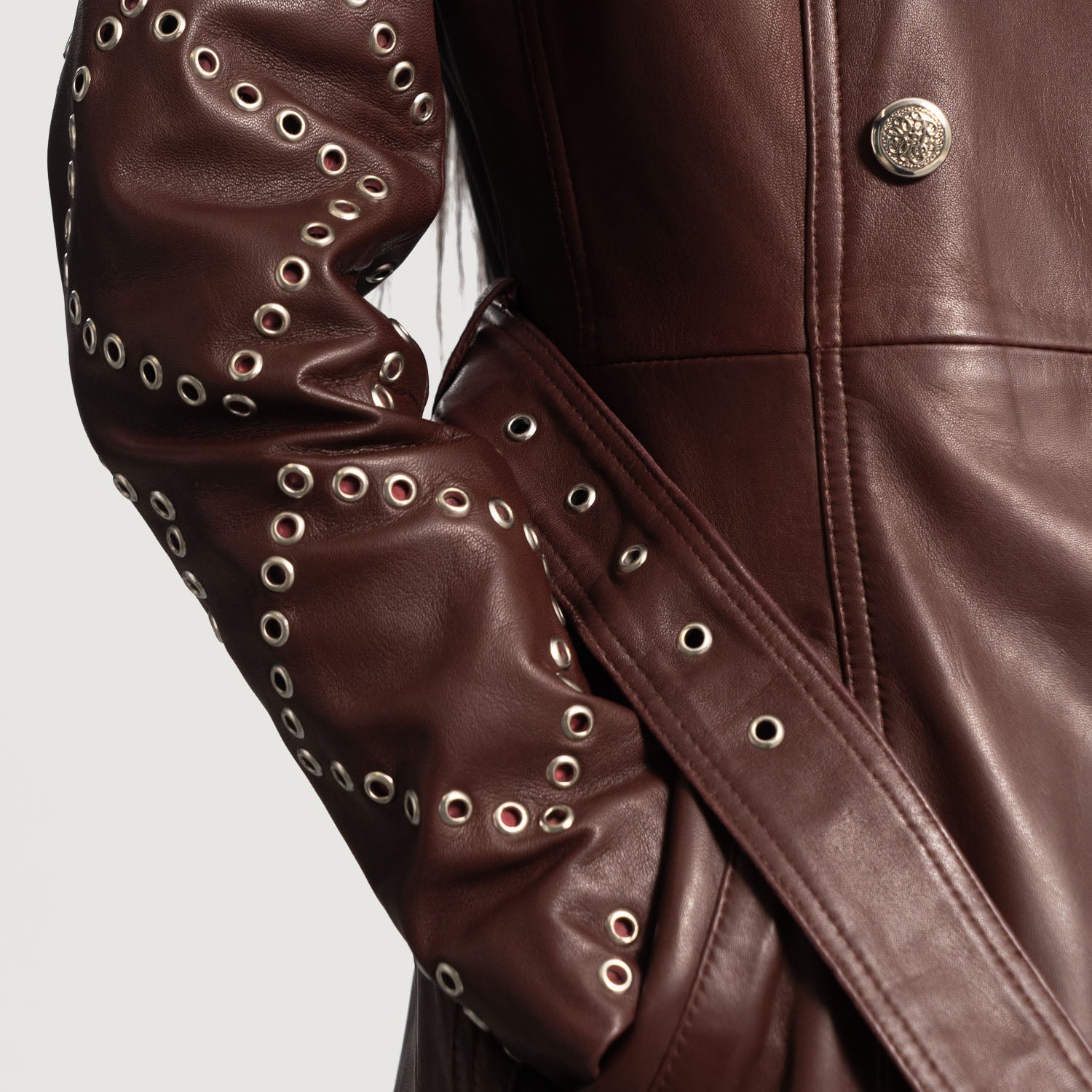 Missoni Maroon Leather Trench Coat - image 4