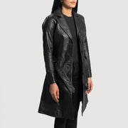 Moonlight Black Leather Trench Coat - image 2