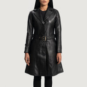 Moonlight Black Leather Trench Coat - image 4