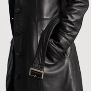 Moonlight Black Leather Trench Coat - image 6