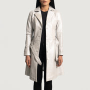 Moonlight Silver Leather Trench Coat - image 2
