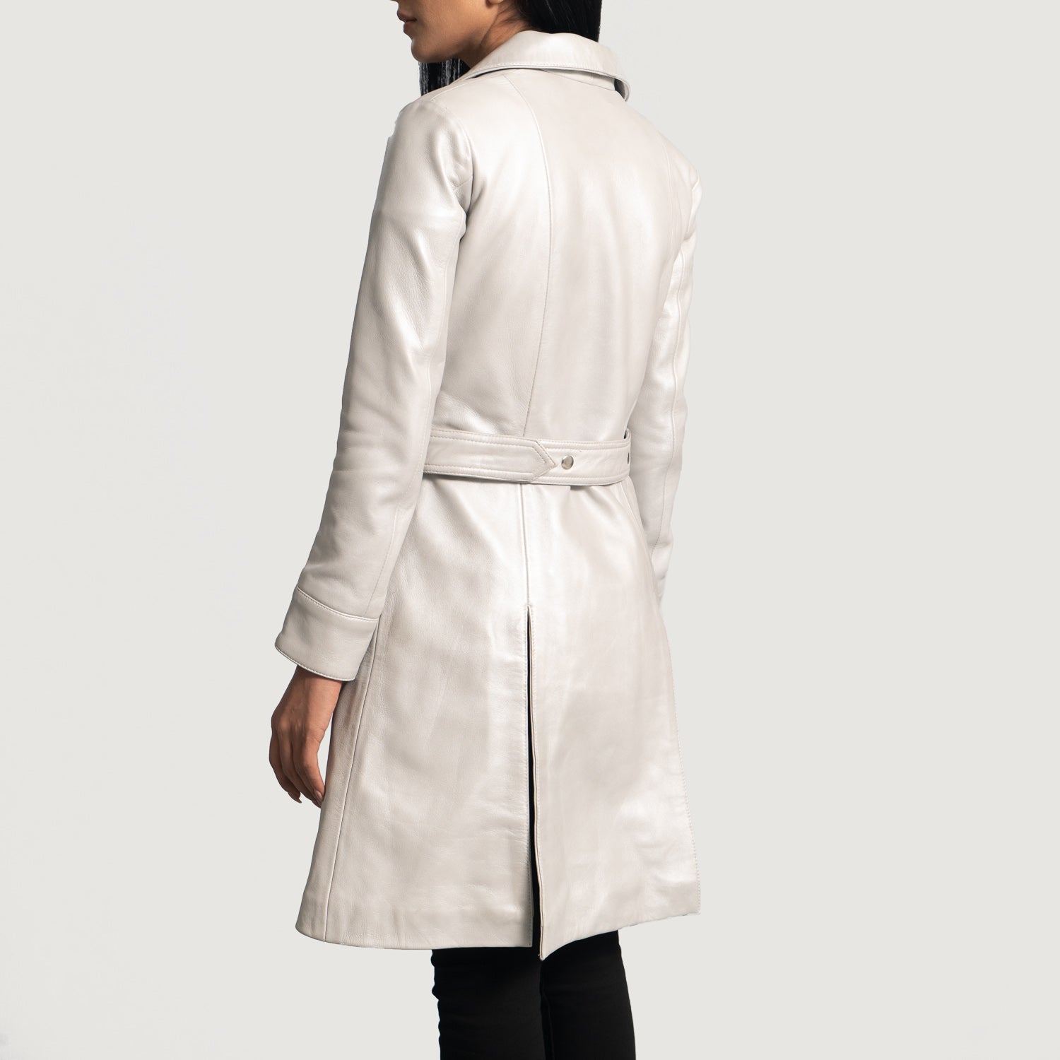 Moonlight Silver Leather Trench Coat - image 5