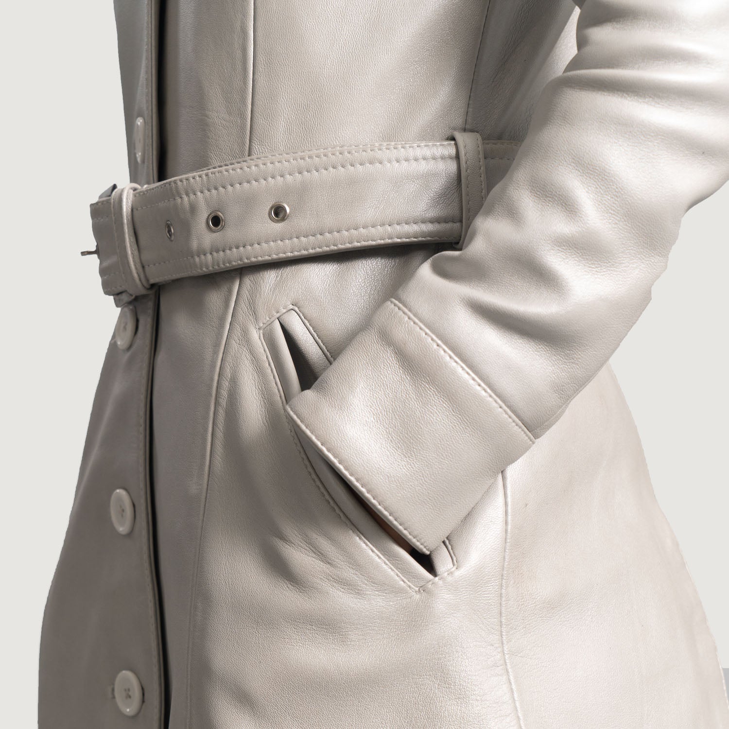 Moonlight Silver Leather Trench Coat - image 6