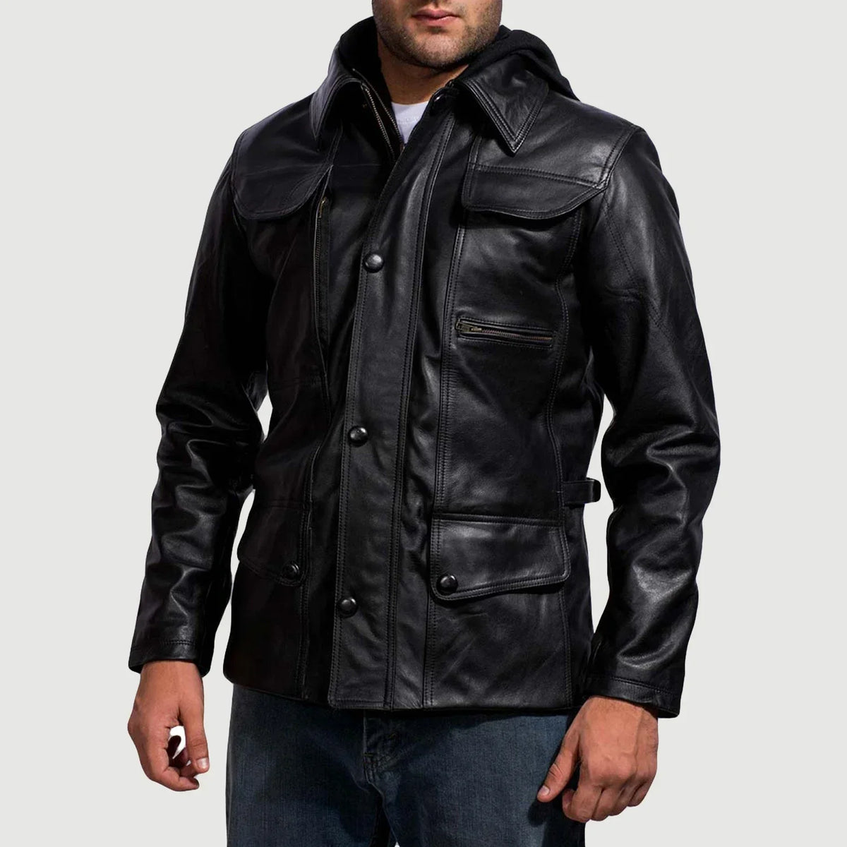 Authentic Cowhide Leather with Semi-aniline Finish Grain Texture & Heavy-Duty Seam Stitching Detail