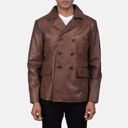 Mr. Bailey Brown Leather Naval Peacoat - image 1