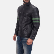 Black Cowhide Leather Biker Jacket - Back View Showing Tailored Shoulder Fit & Clean Hemline