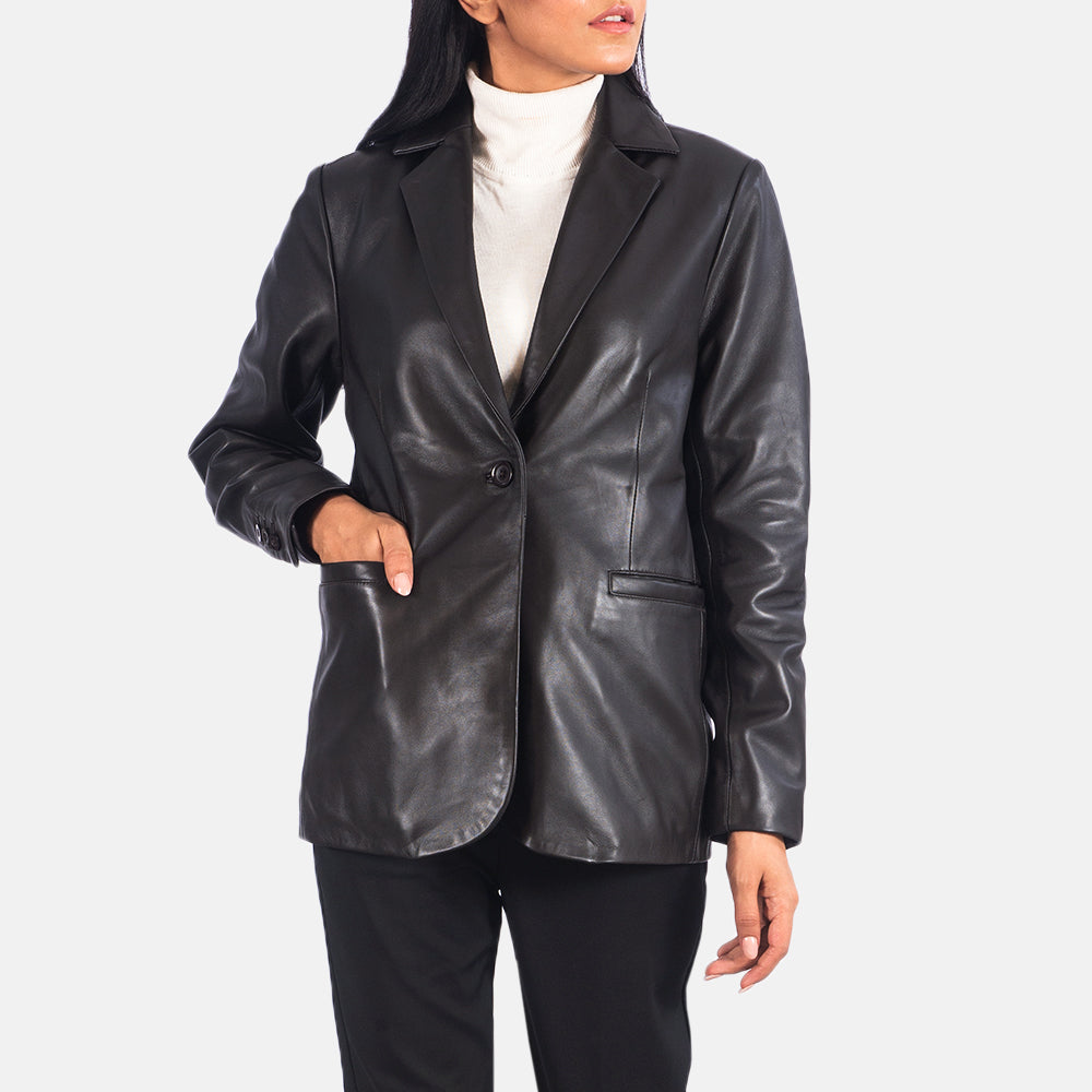Norma Brown Leather Blazer - image 1